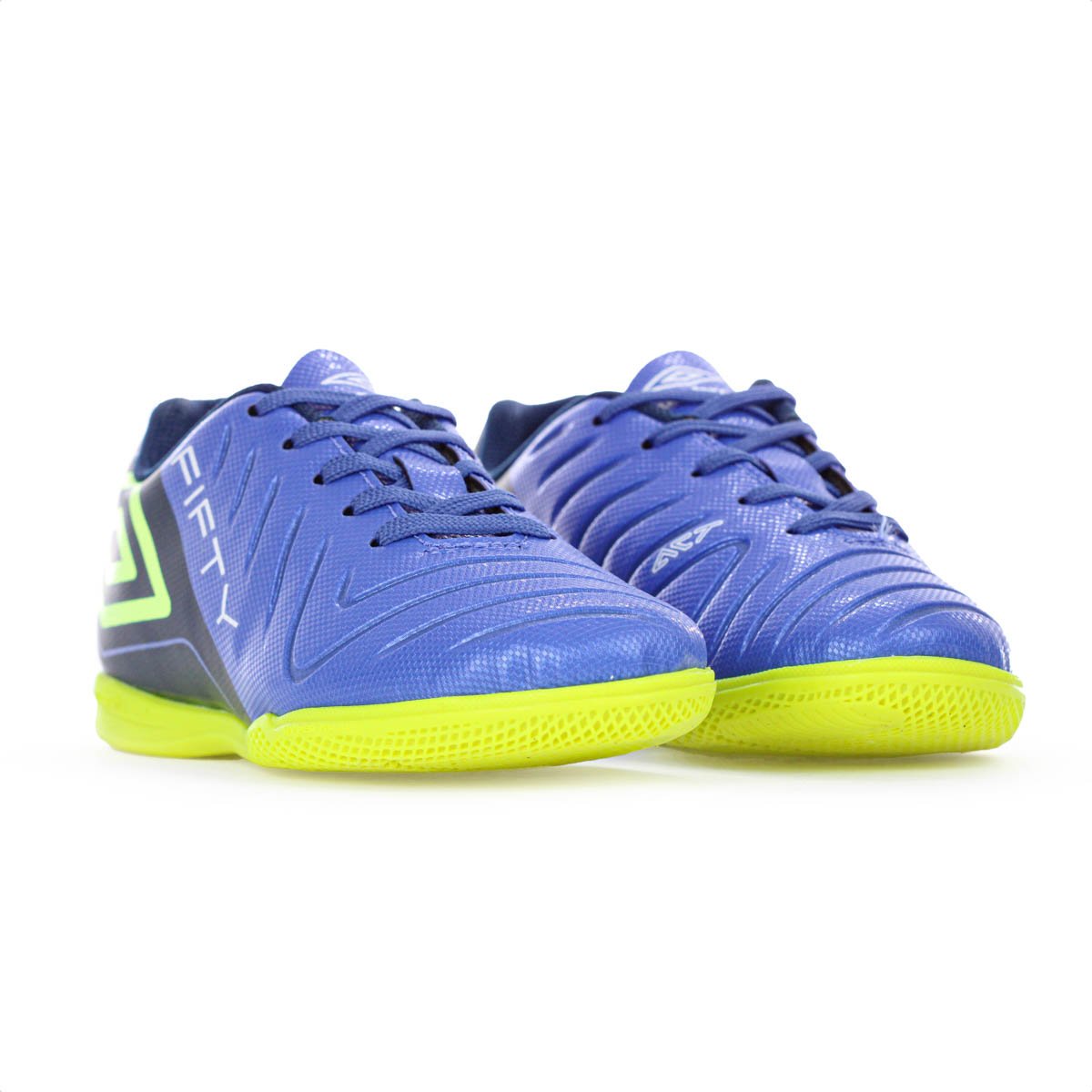 Chuteira Umbro Futsal Fifty VI Jr Azul e Verde Limao - Juvenil Azul 3