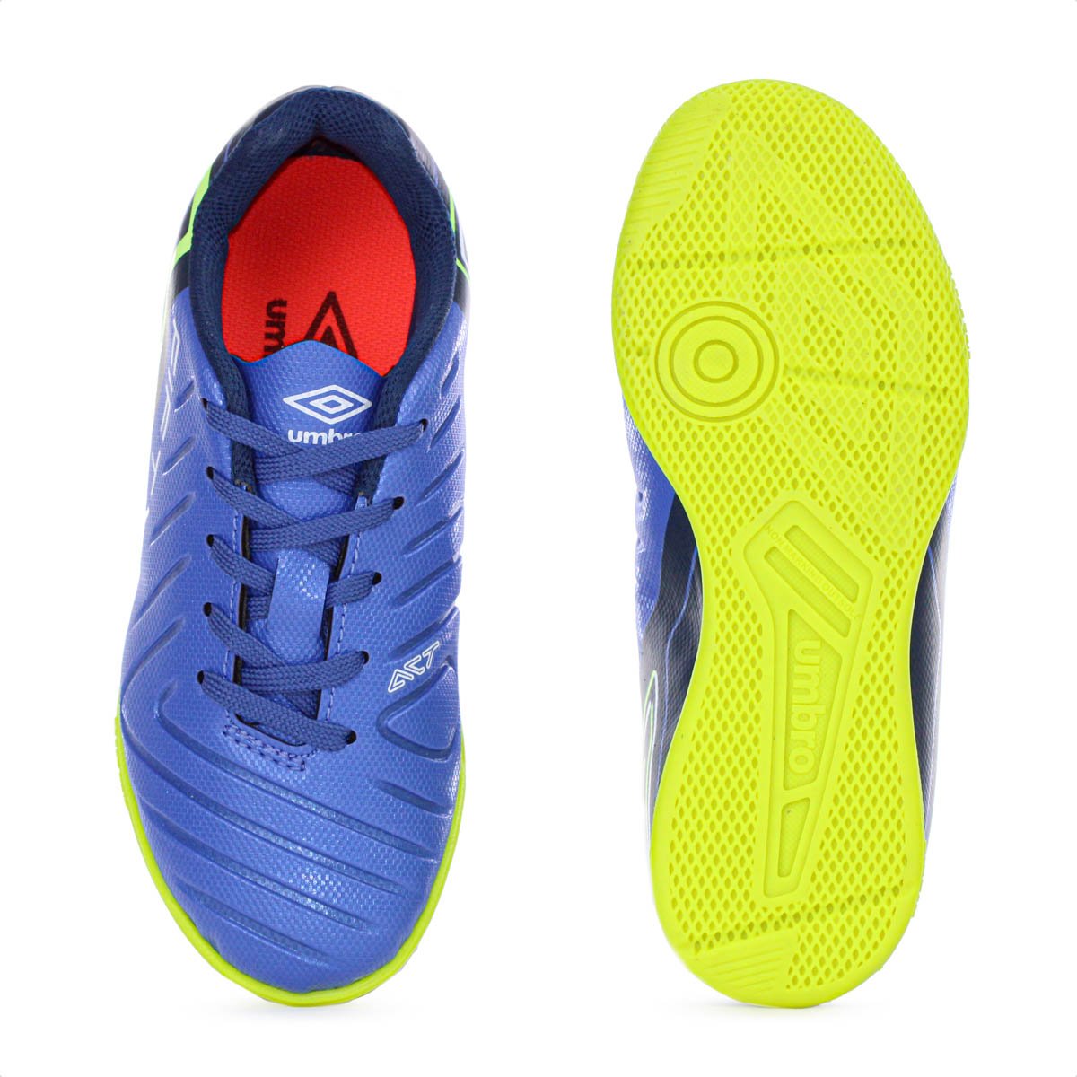 Chuteira Umbro Futsal Fifty VI Jr Azul e Verde Limao - Juvenil Azul 4
