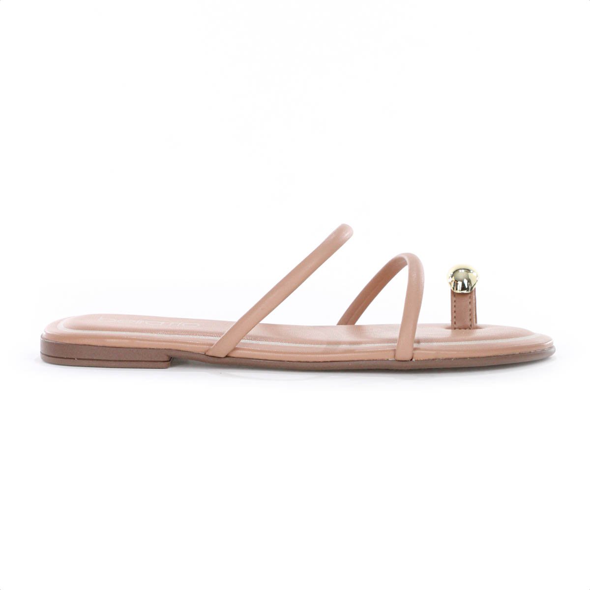 Rasteira Beira Rio Com Tiras Nude e Dourado - Feminino Bege 2