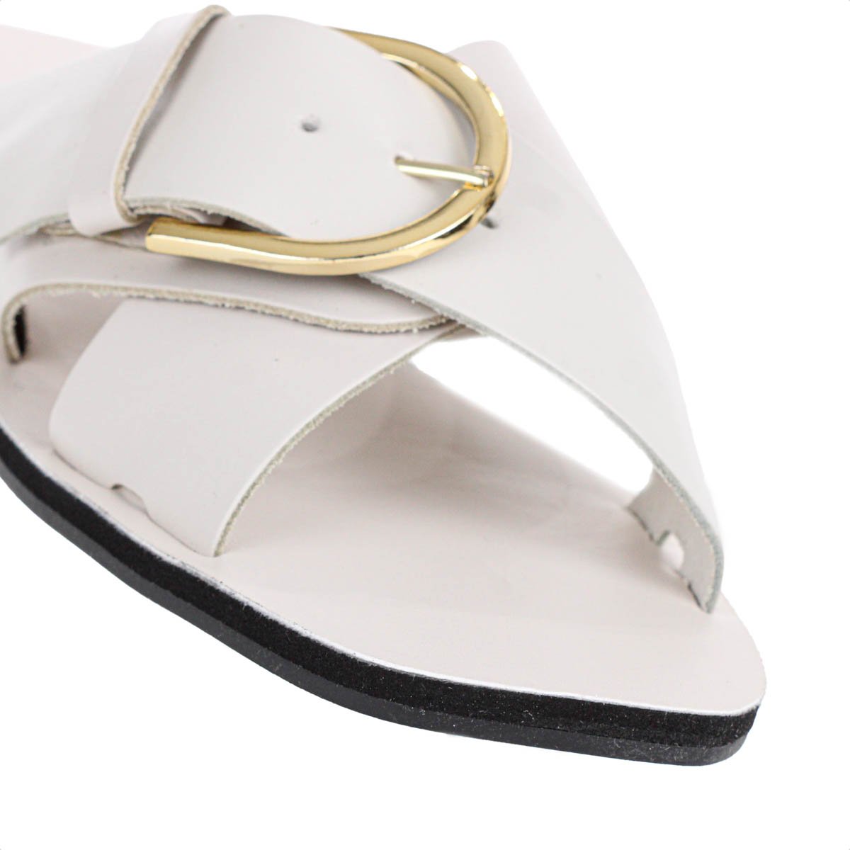 Rasteira Anacapri Tiras Cruzadas Fivela Couro Off White - Feminino Branco 8