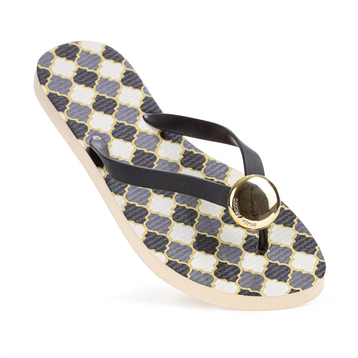 Chinelo Brizza Arezzo Estampado Preto - Feminino Preto 9