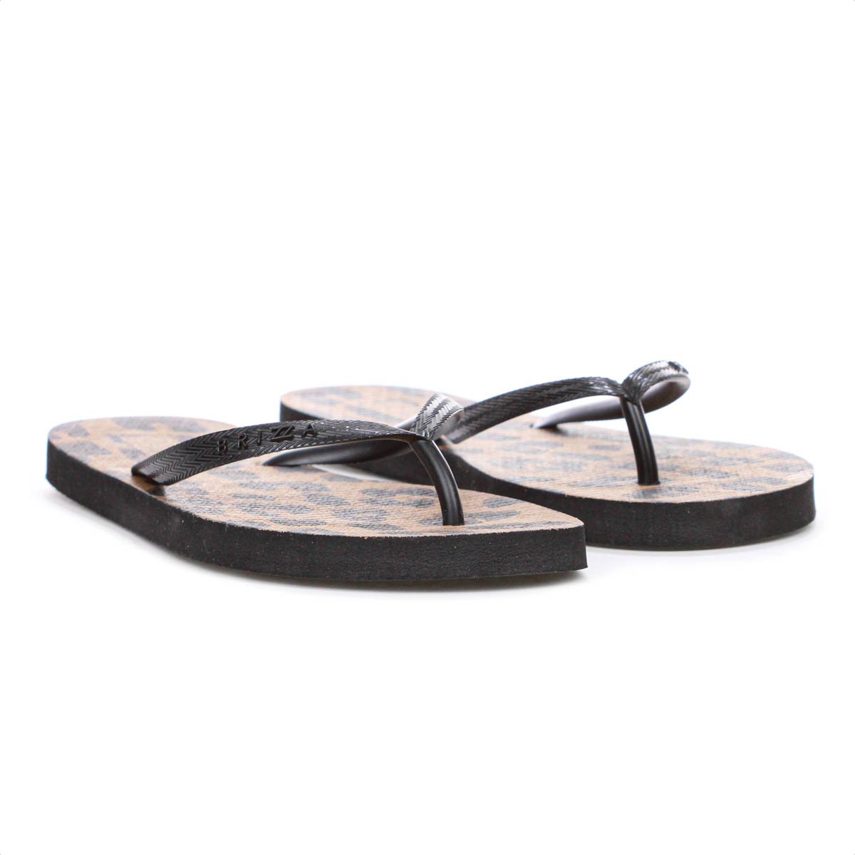 Chinelo Brizza Arezzo Animal Print Essential Preto e Marrom - Feminino Preto 2
