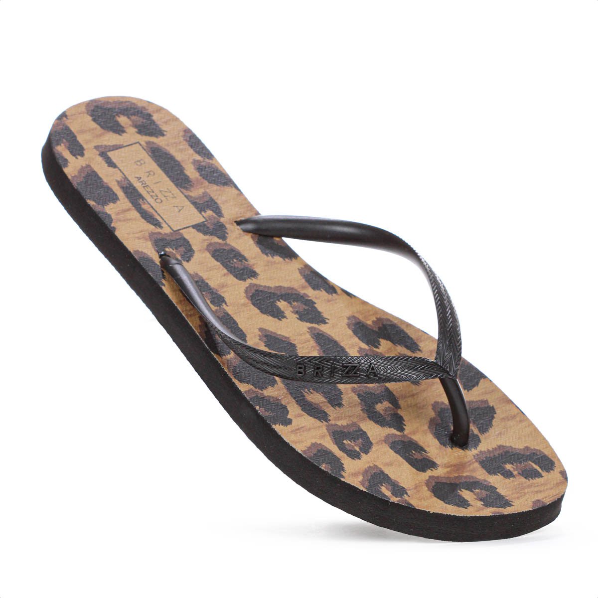 Chinelo Brizza Arezzo Animal Print Essential Preto e Marrom - Feminino Preto 7