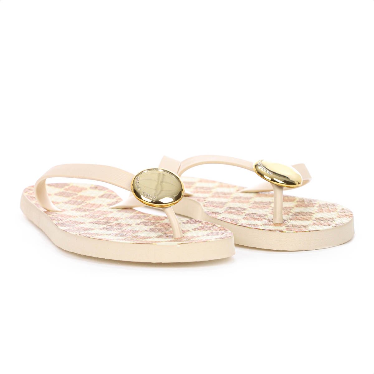 Chinelo Brizza Arezzo Estampado Off White e Laranja - Feminino Laranja 2