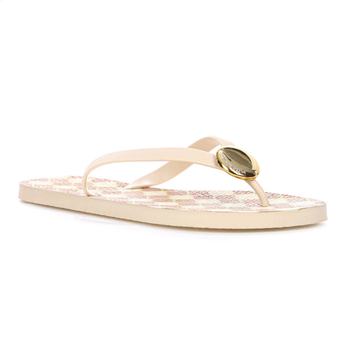 Chinelo Brizza Arezzo Estampado Off White e Laranja - Feminino Laranja 3
