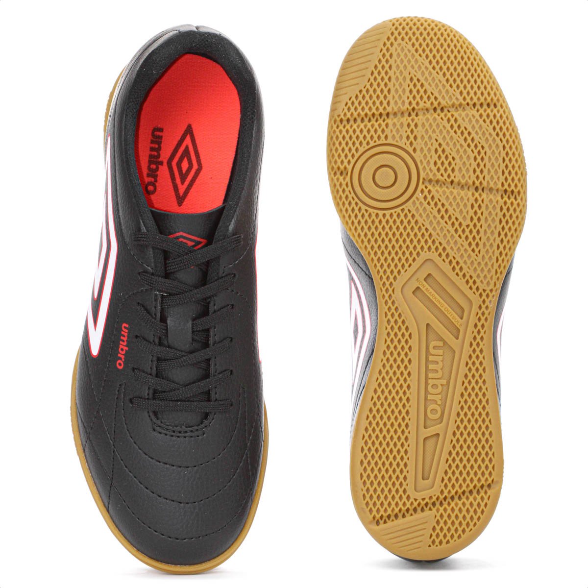 Chuteira Umbro Futsal Class Footballer Preto Branco e Vermelho - Masculino Preto 4