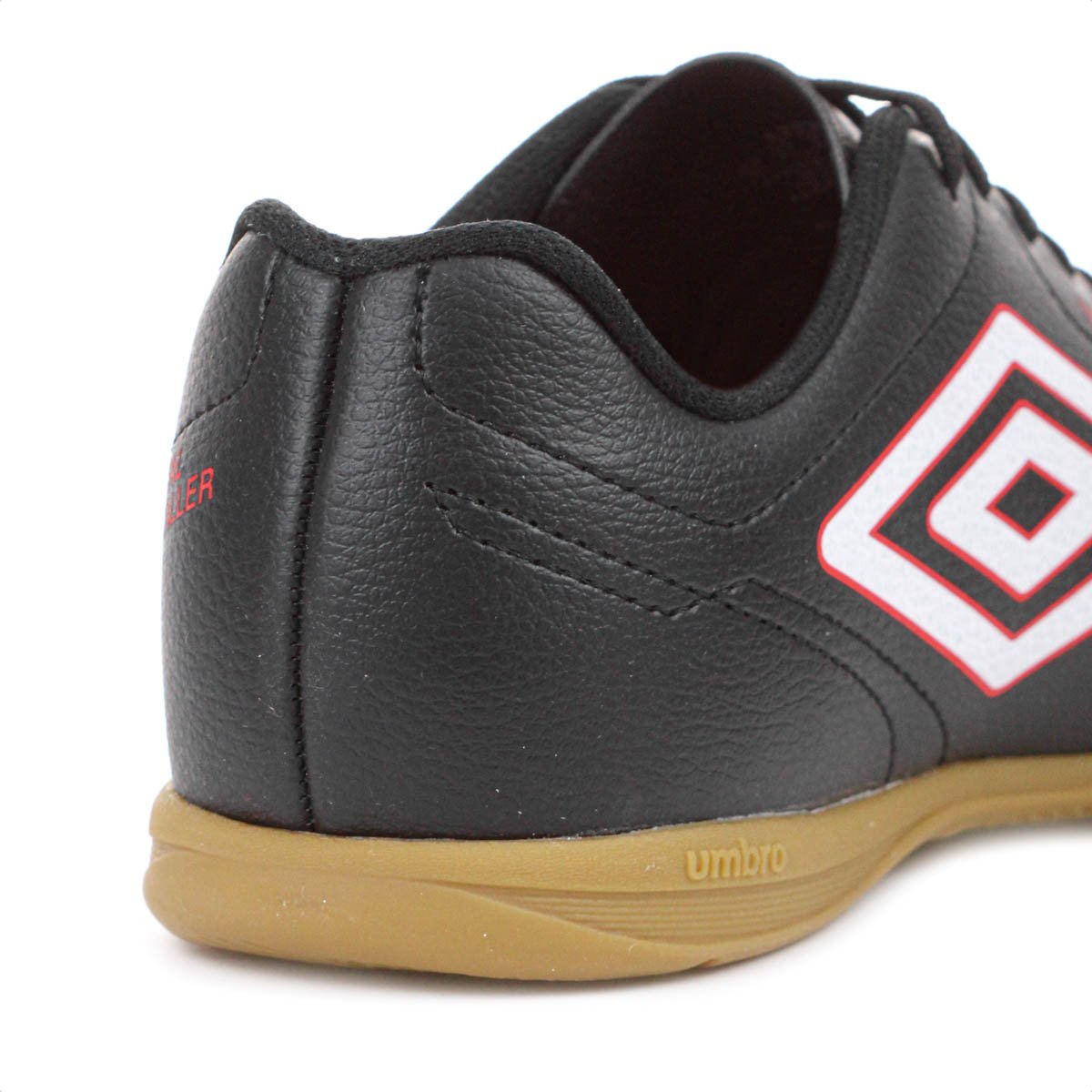Chuteira Umbro Futsal Class Footballer Preto Branco e Vermelho - Masculino Preto 7