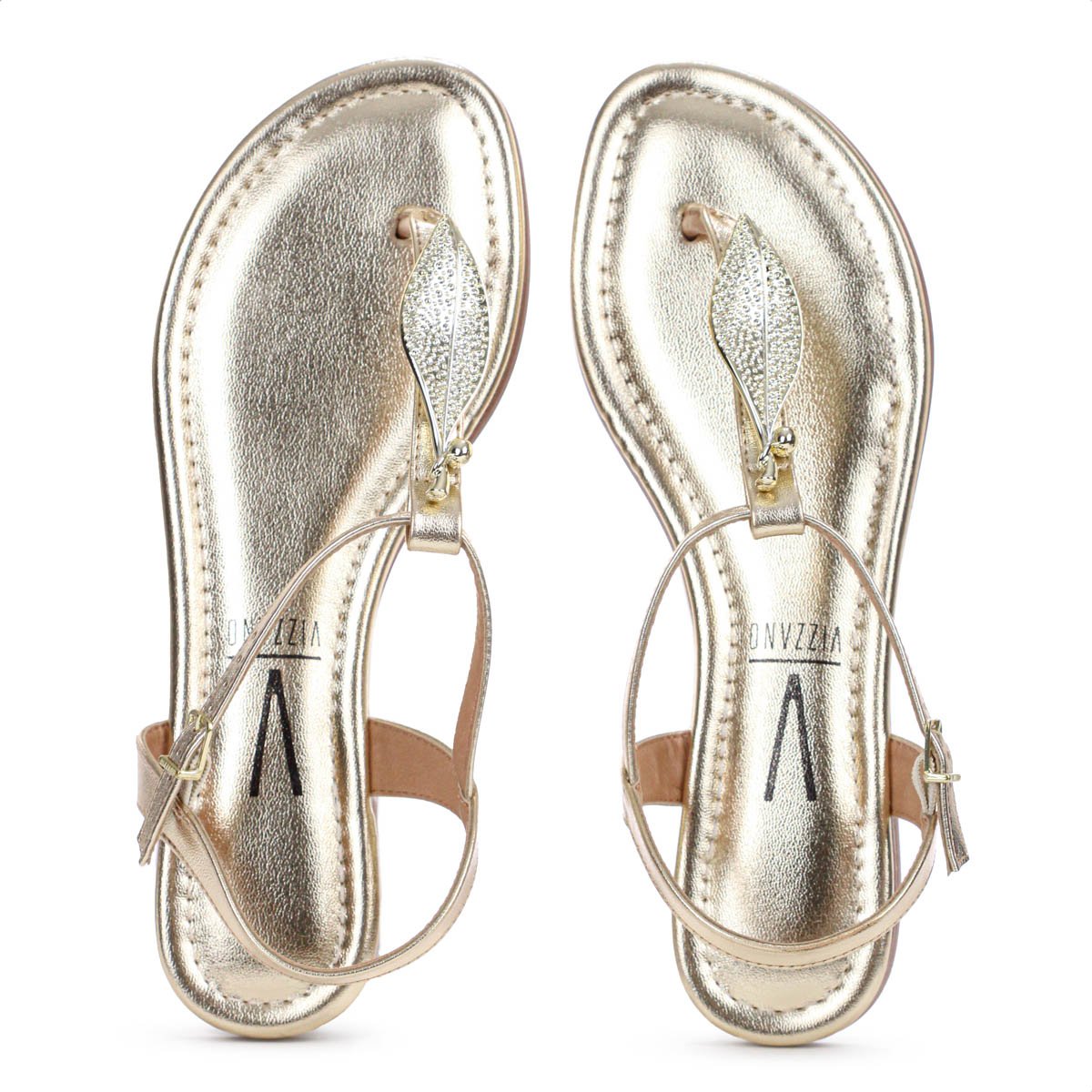 Sandalia Rasteira Vizzano Metalizado Premium Dourado - Feminino Dourado 5