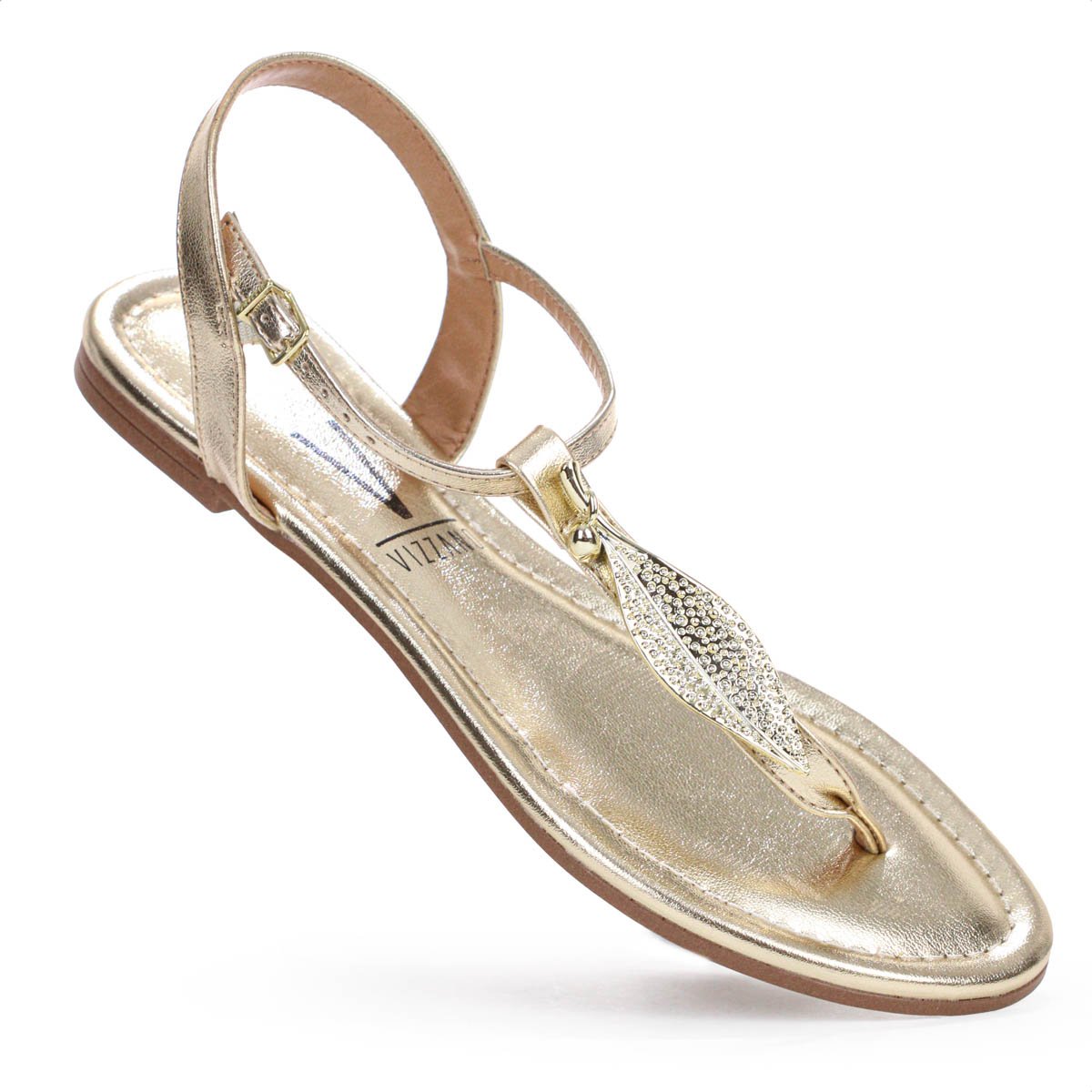 Sandalia Rasteira Vizzano Metalizado Premium Dourado - Feminino Dourado 7