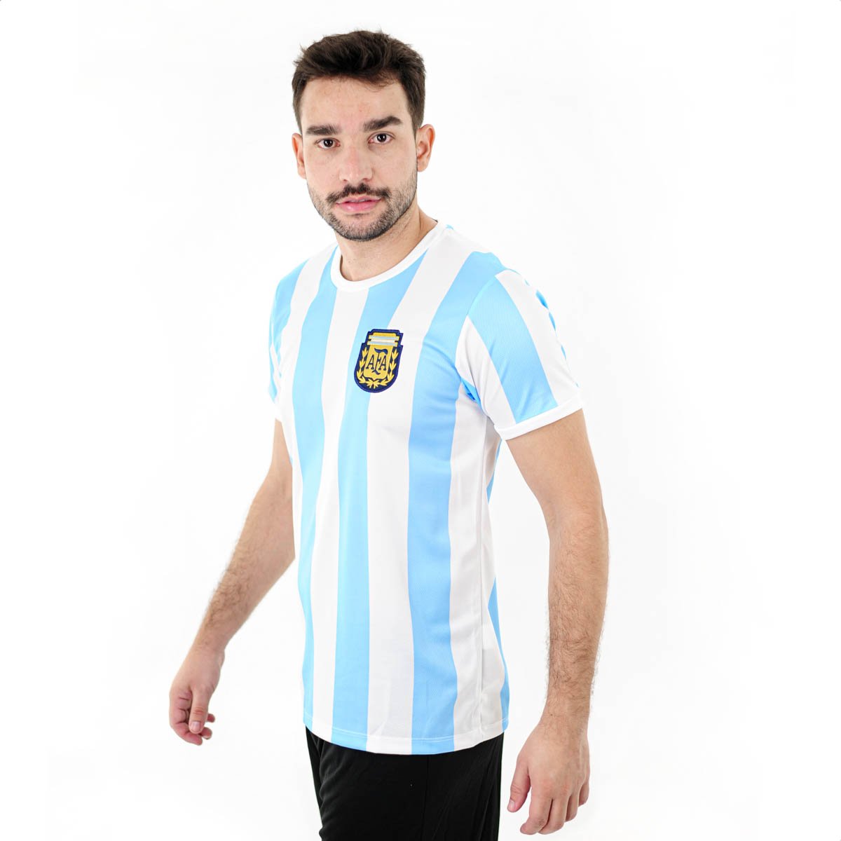 Camiseta de Time RetroMania Argentina Retro 1986 Home Azul Claro e Branco - Masculino Branco/Azul 2