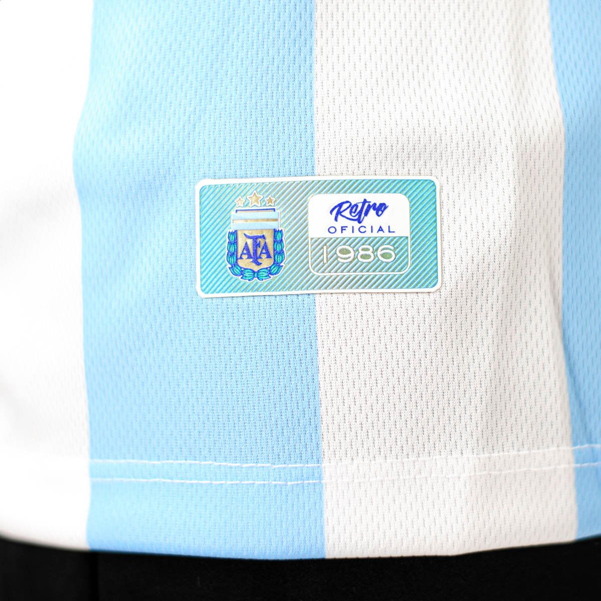 Camiseta de Time RetroMania Argentina Retro 1986 Home Azul Claro e Branco - Masculino Branco/Azul 7