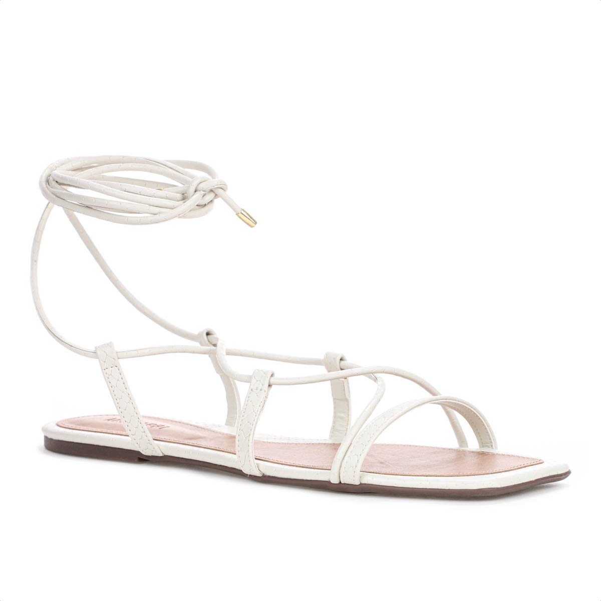 Sandalia Anacapri Amarracao Tiras Finas Snake Off White - Feminino Branco 1