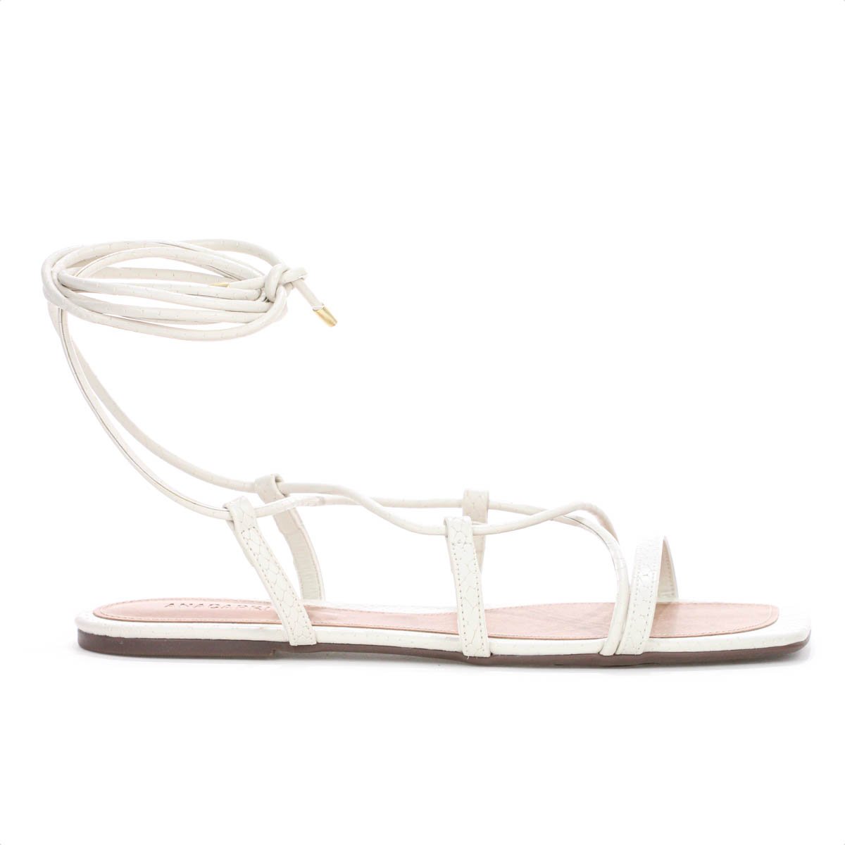 Sandalia Anacapri Amarracao Tiras Finas Snake Off White - Feminino Branco 2