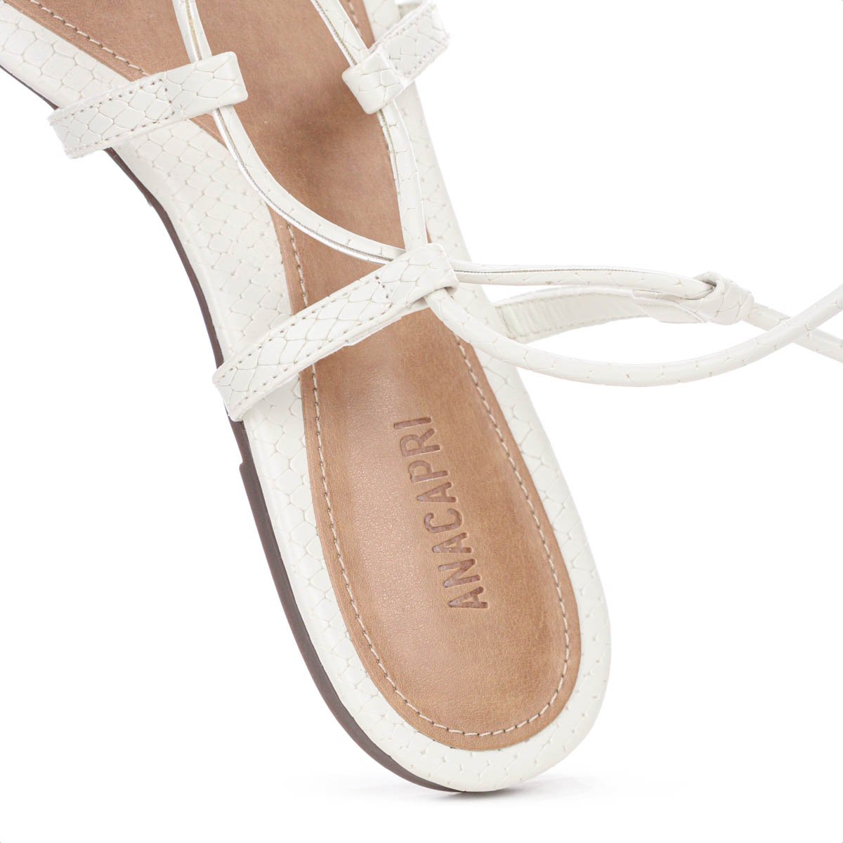 Sandalia Anacapri Amarracao Tiras Finas Snake Off White - Feminino Branco 5