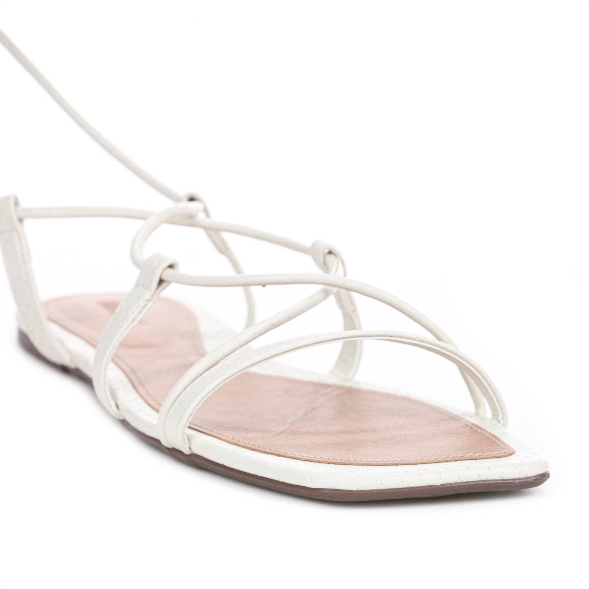 Sandalia Anacapri Amarracao Tiras Finas Snake Off White - Feminino Branco 6