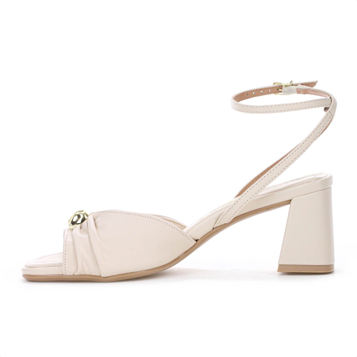 Sandalia Vizzano Tamanco Salto Medio Creme - Feminino Branco 3