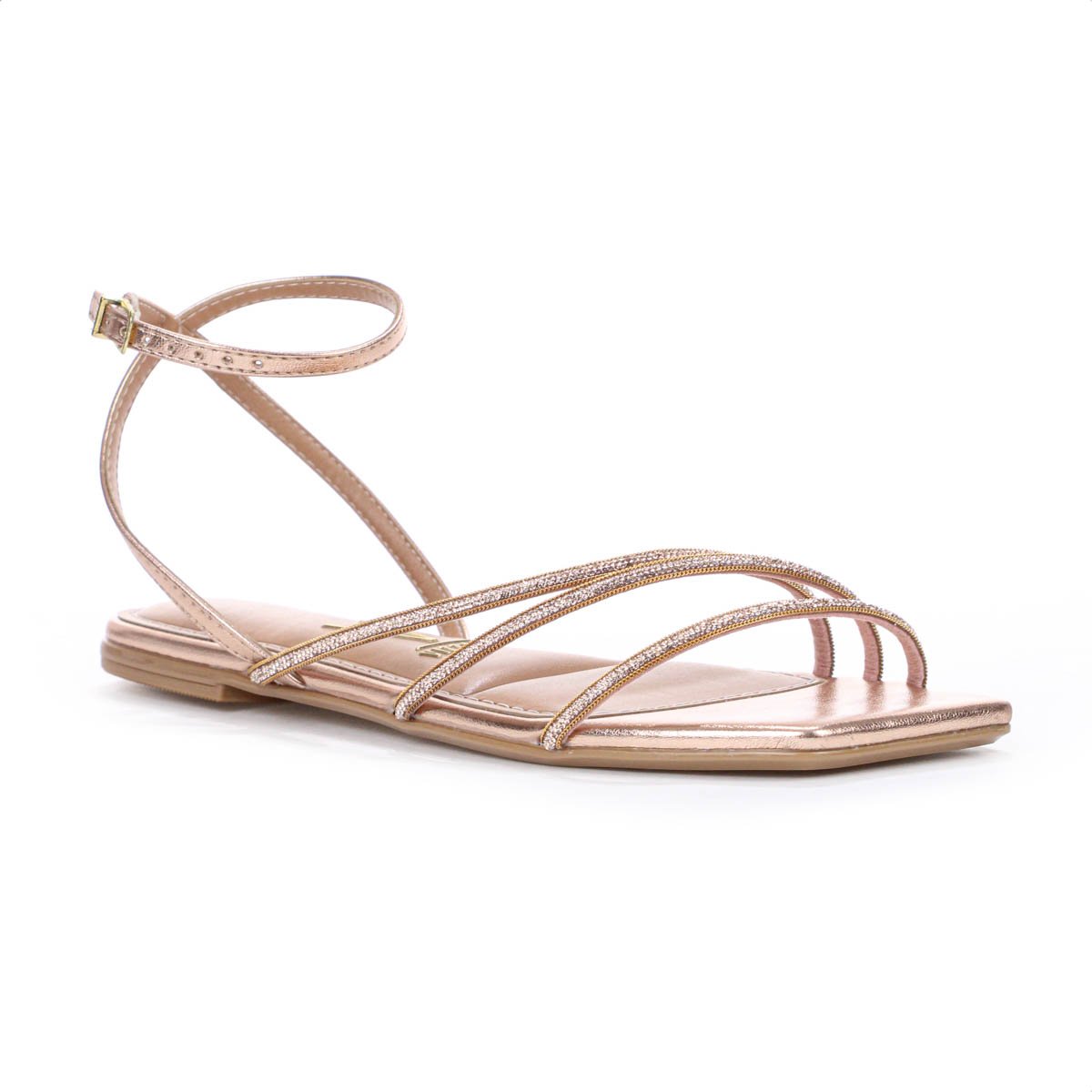 Sandalia Rasteira Vizzano Bico Quadrado Florenca Dourado - Feminino