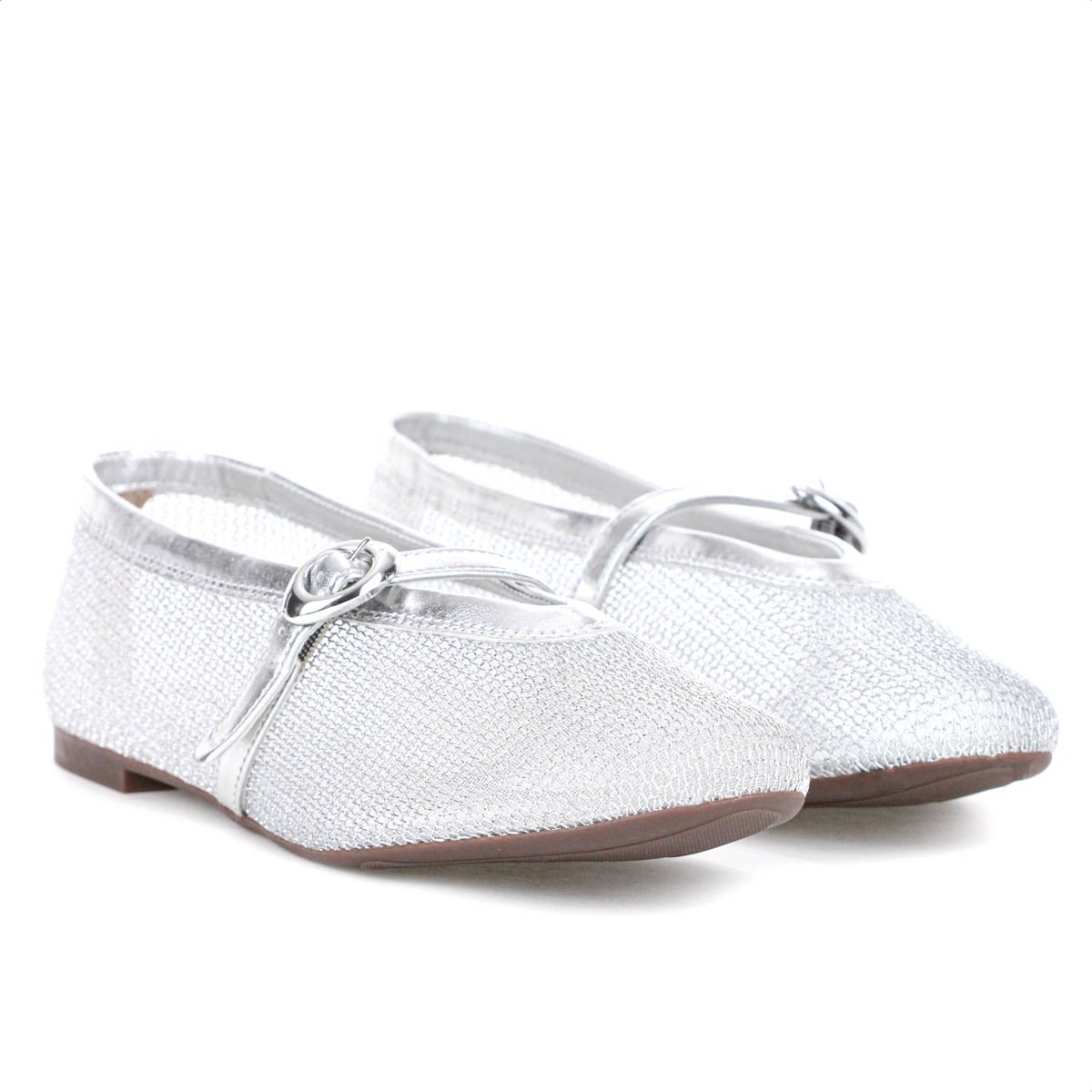 Sapatilha Anacapri Tela Brigitte Glamour Prata - Feminino Prata 4