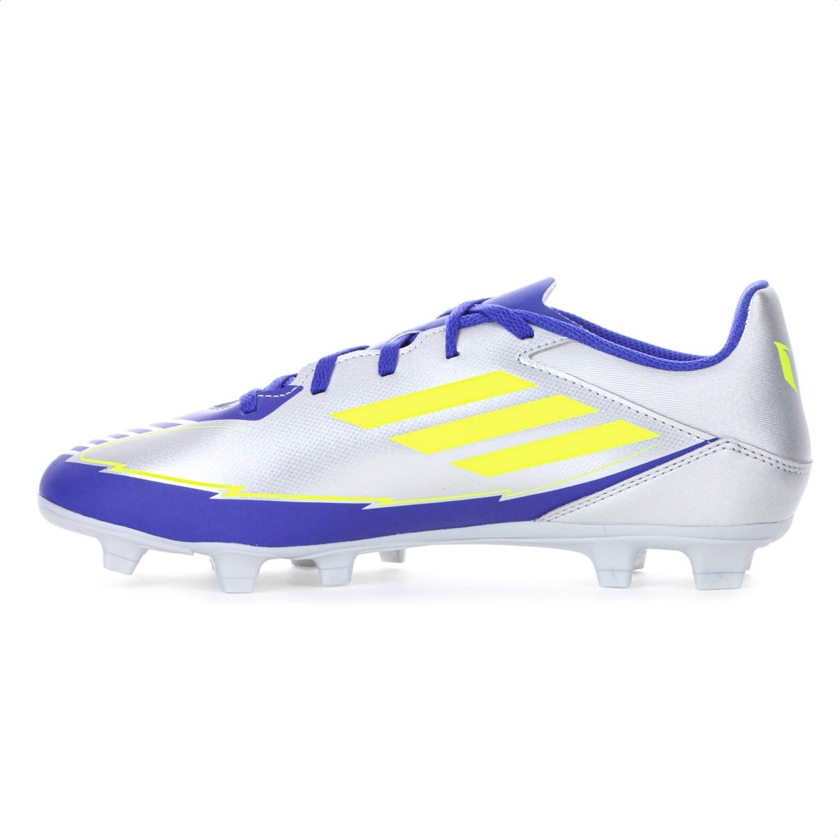Chuteira Adidas Campo F50 Club FG/MG Messi Prata Verde e Azul - Masculino Prata 2