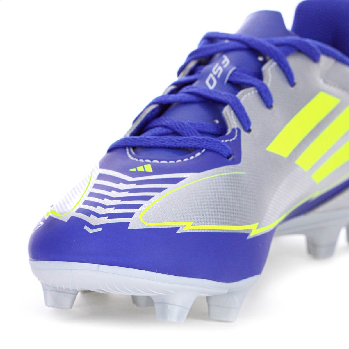 Chuteira Adidas Campo F50 Club FG/MG Messi Prata Verde e Azul - Masculino Prata 6