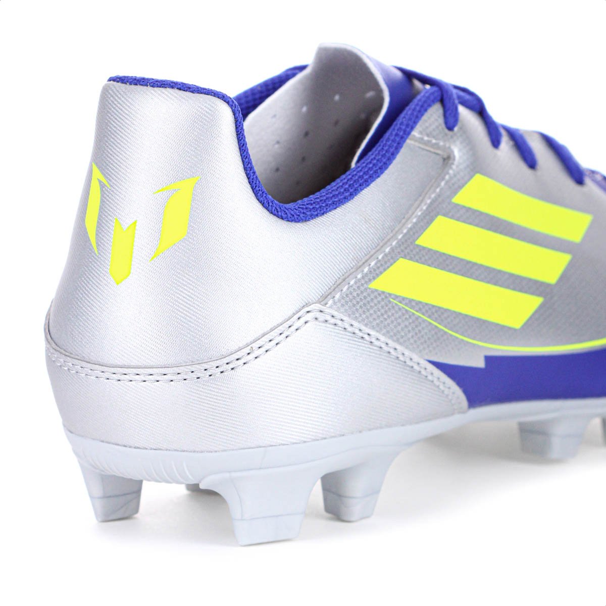 Chuteira Adidas Campo F50 Club FG/MG Messi Prata Verde e Azul - Masculino Prata 7