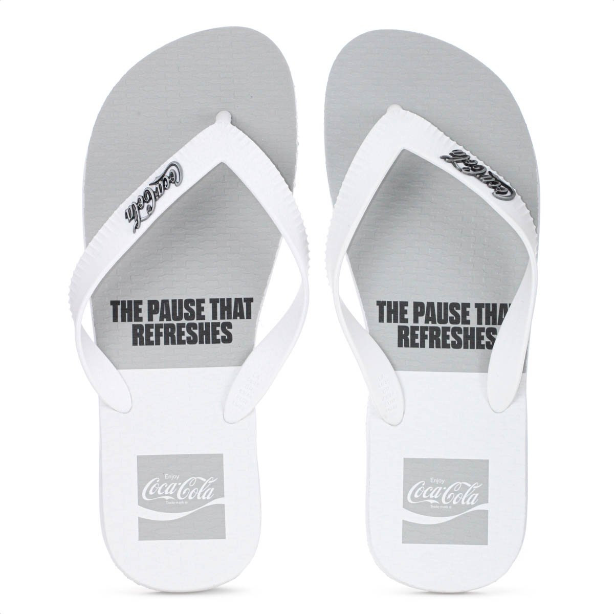 Chinelo Coca Cola Block Branco e Cinza - Juvenil Branco 1