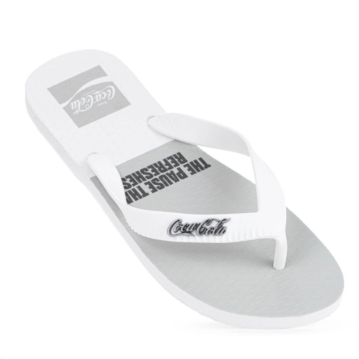 Chinelo Coca Cola Block Branco e Cinza - Juvenil Branco 8