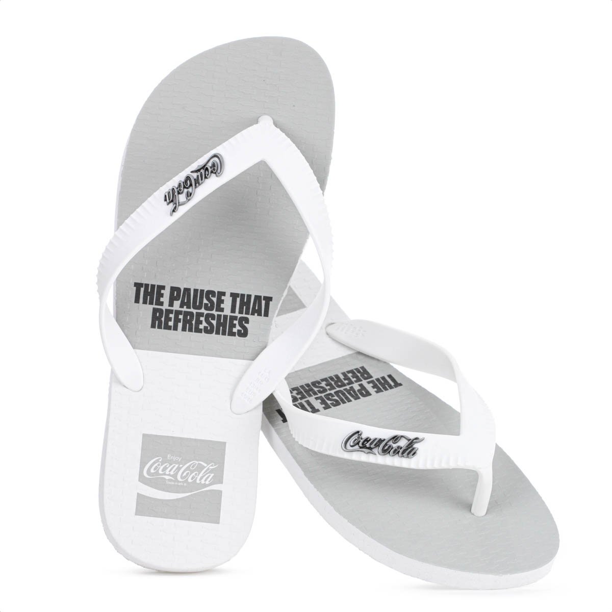 Chinelo Coca Cola Block Branco e Cinza - Juvenil Branco 9