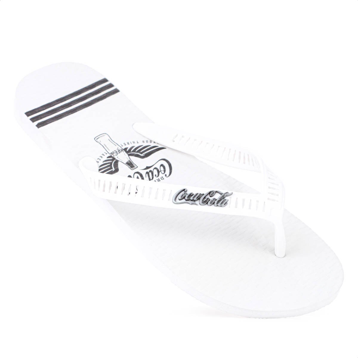 Chinelo Coca Cola Thirst Wings Branco e Preto - Juvenil Branco 3