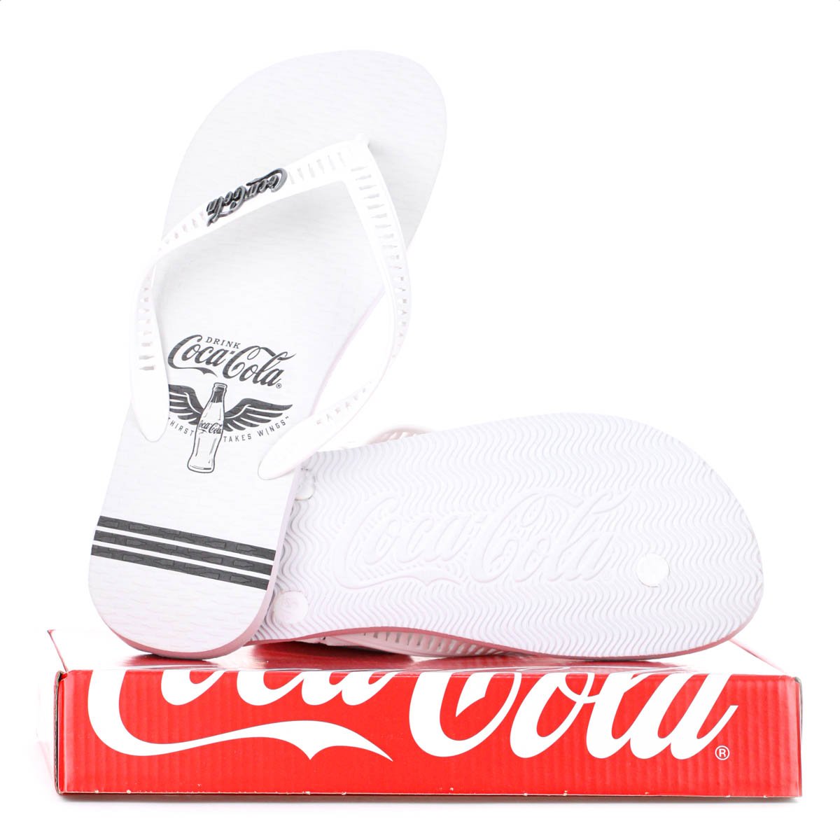 Chinelo Coca Cola Thirst Wings Branco e Preto - Juvenil Branco 10