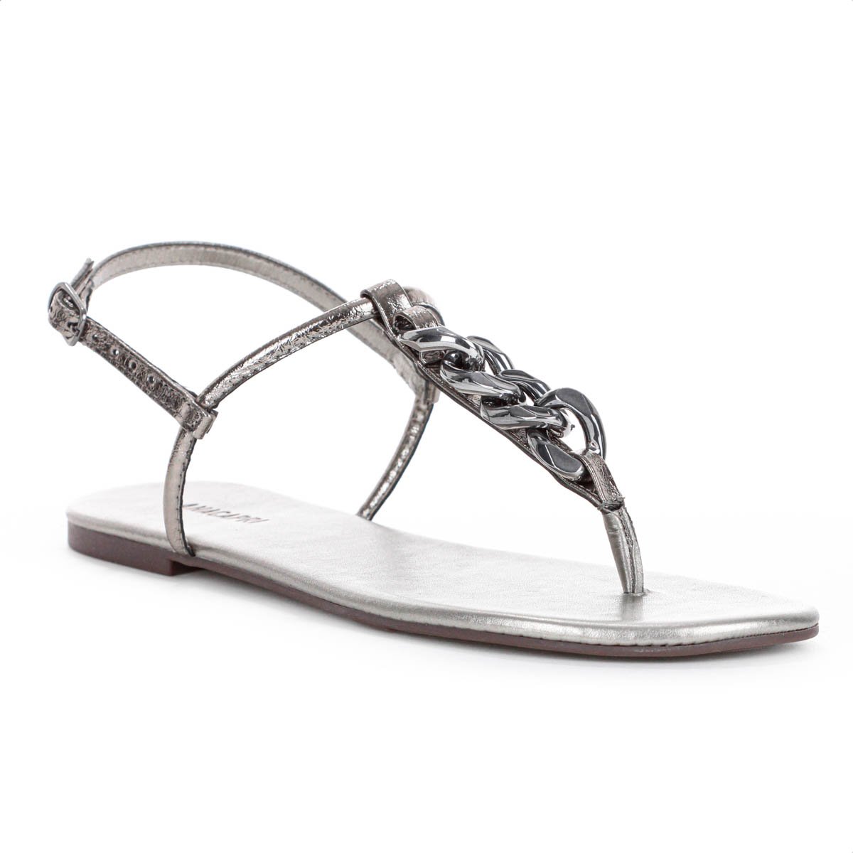 Sandalia Rasteira Anacapri Corrente Slim New Prata - Feminino Prata 1