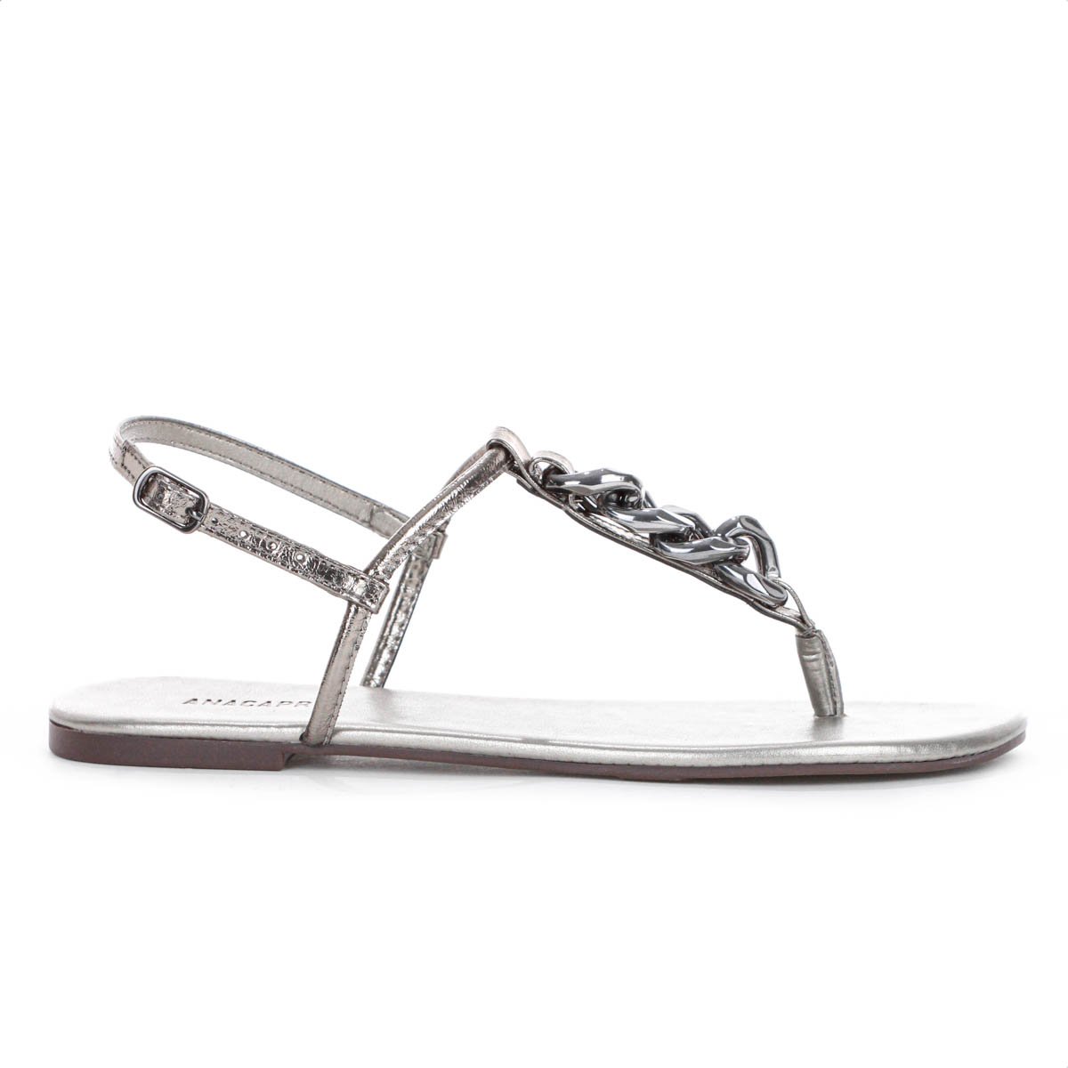 Sandalia Rasteira Anacapri Corrente Slim New Prata - Feminino Prata 2
