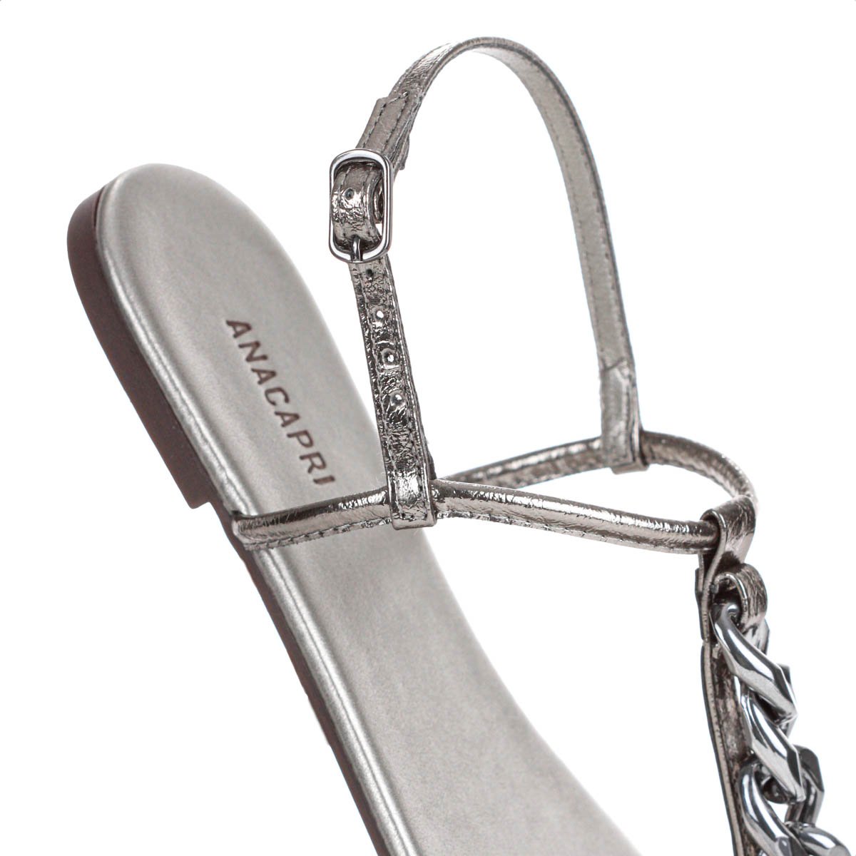 Sandalia Rasteira Anacapri Corrente Slim New Prata - Feminino Prata 8