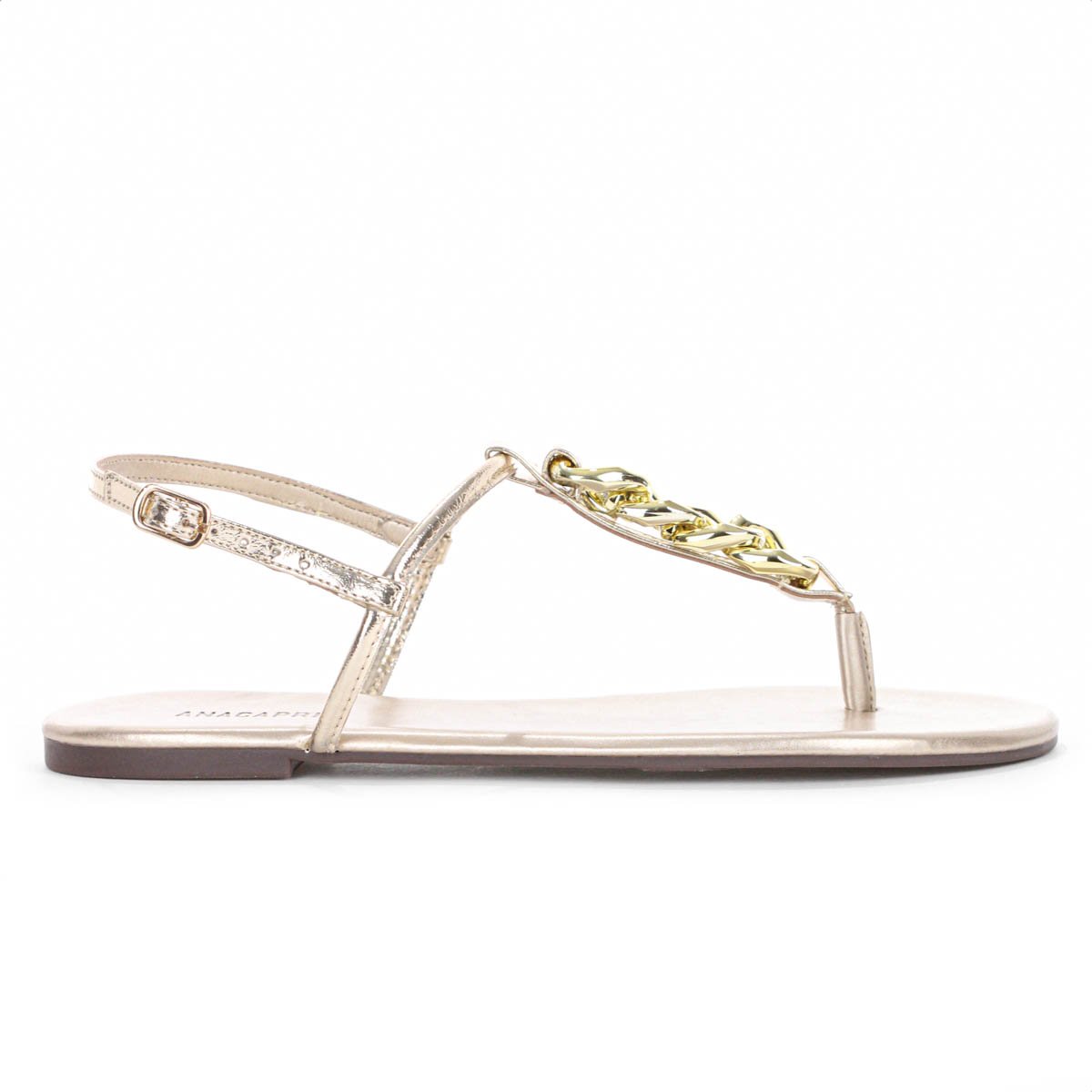 Sandalia Rasteira Anacapri Corrente Slim New Dourado - Feminino Dourado 2
