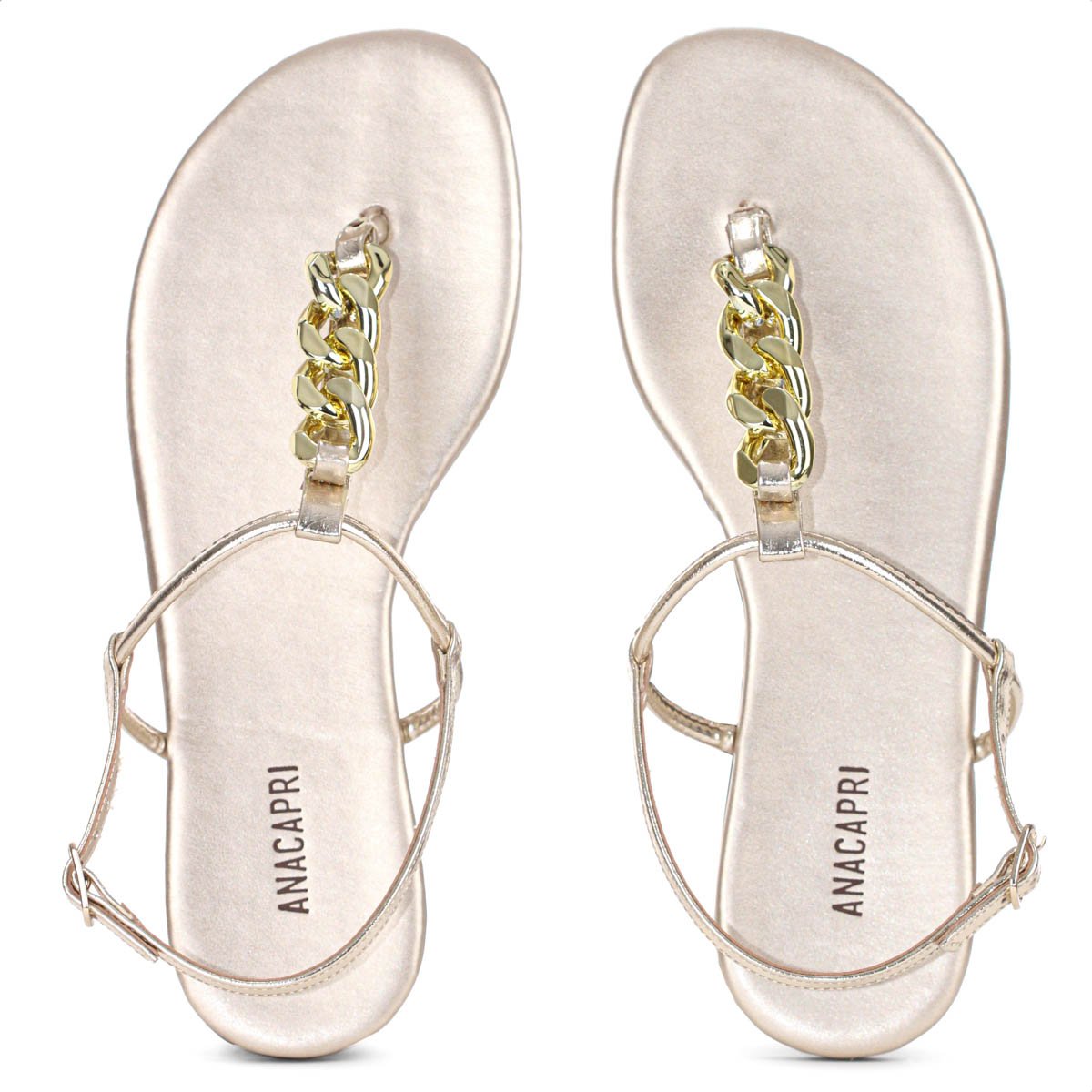 Sandalia Rasteira Anacapri Corrente Slim New Dourado - Feminino Dourado 5