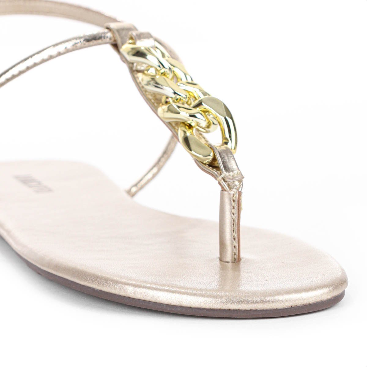 Sandalia Rasteira Anacapri Corrente Slim New Dourado - Feminino Dourado 7