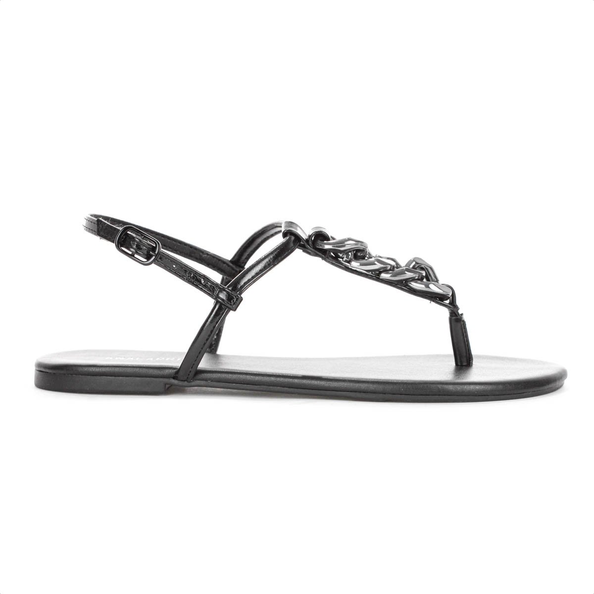 Sandalia Rasteira Anacapri Corrente Slim New Preto - Feminino Preto 2