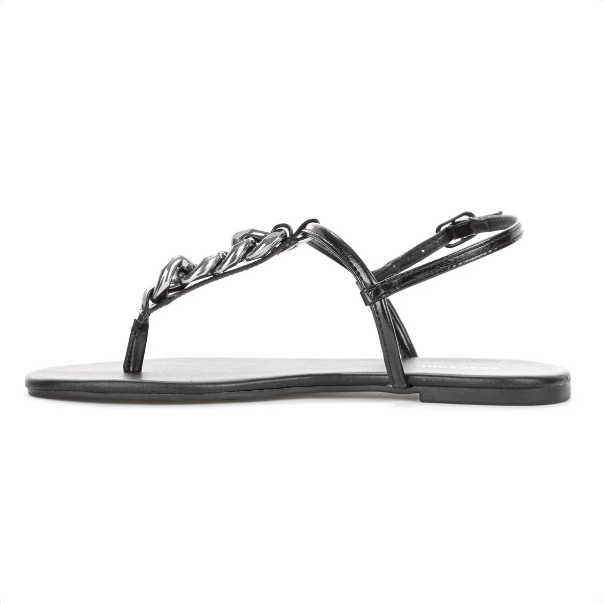 Sandalia Rasteira Anacapri Corrente Slim New Preto - Feminino Preto 3