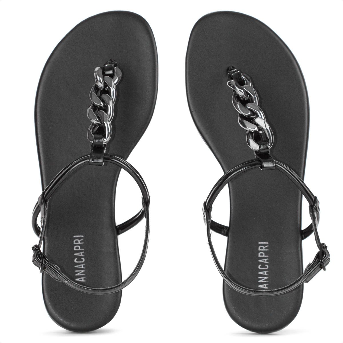 Sandalia Rasteira Anacapri Corrente Slim New Preto - Feminino Preto 4