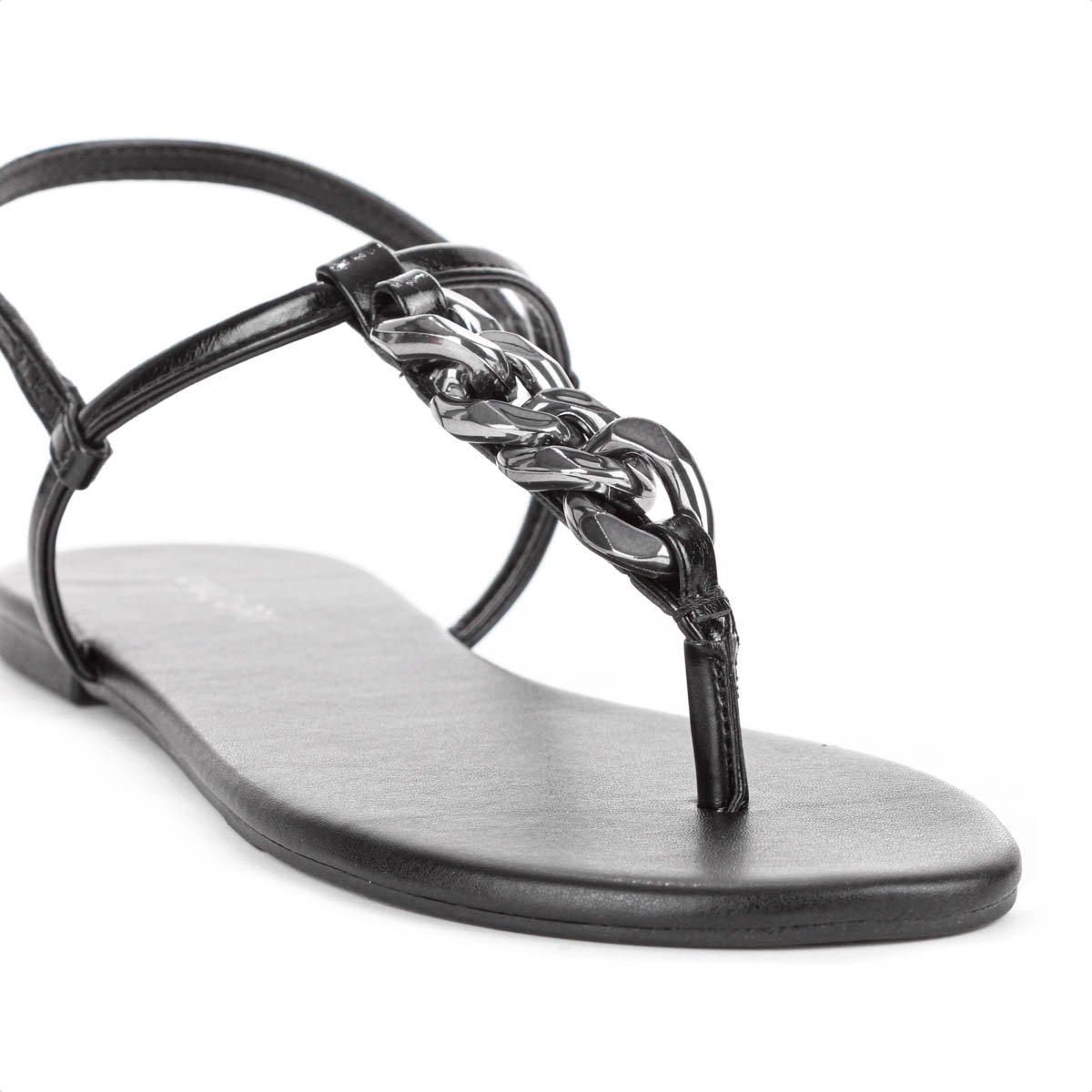 Sandalia Rasteira Anacapri Corrente Slim New Preto - Feminino Preto 7