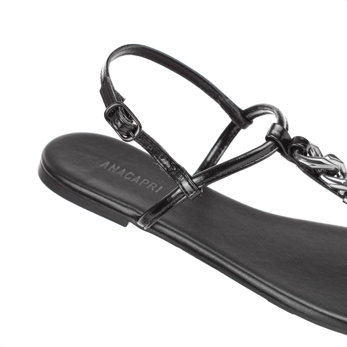 Sandalia Rasteira Anacapri Corrente Slim New Preto - Feminino Preto 8