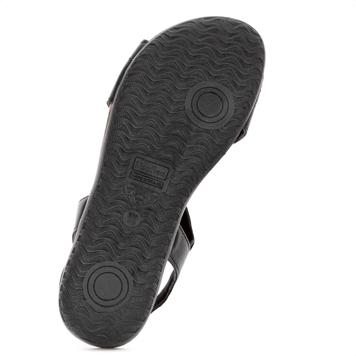 Sandalia Rasteira Usaflex Tiras Cruzadas Couro Preto - Feminino Preto 6