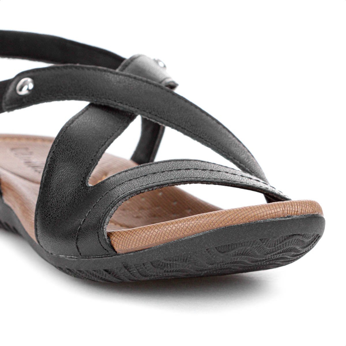 Sandalia Rasteira Usaflex Tiras Cruzadas Couro Preto - Feminino Preto 8