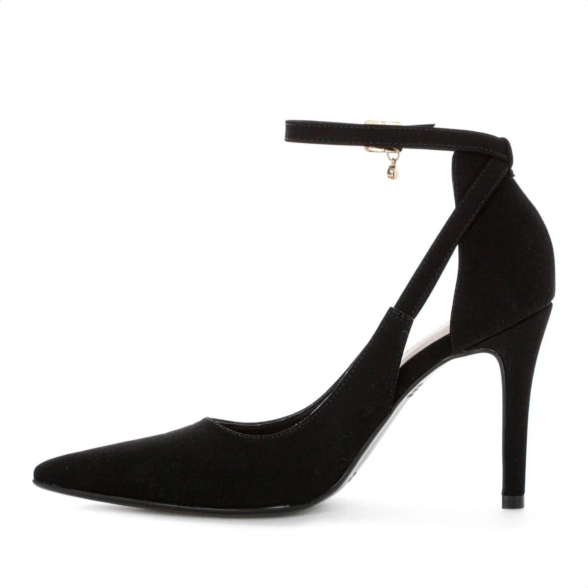 Scarpin Bebece Fivela Pingente Pedraria Salto Alto Fino Preto - Feminino Preto 3