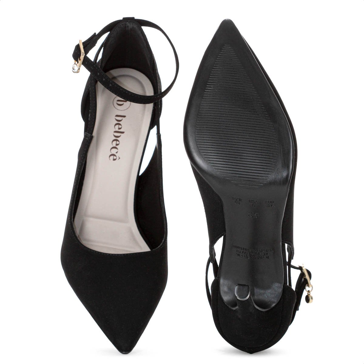 Scarpin Bebece Fivela Pingente Pedraria Salto Alto Fino Preto - Feminino Preto 5