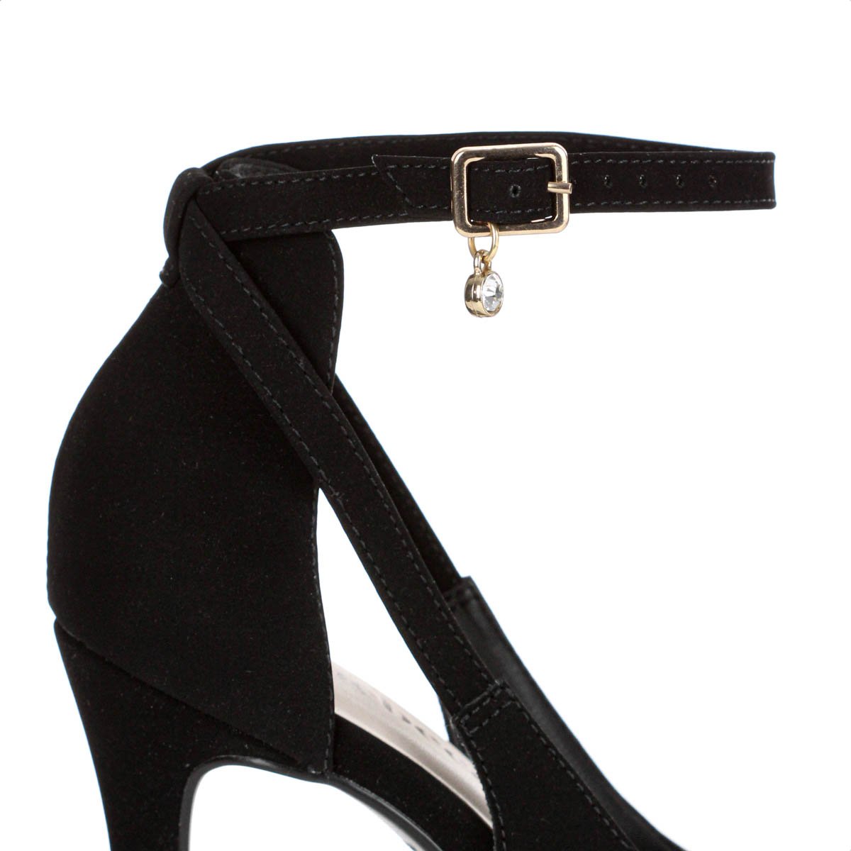 Scarpin Bebece Fivela Pingente Pedraria Salto Alto Fino Preto - Feminino Preto 8