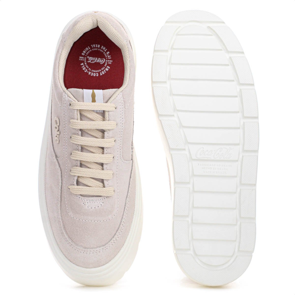 Tenis Coca Cola Rover Leather Bege - Feminino Bege 4