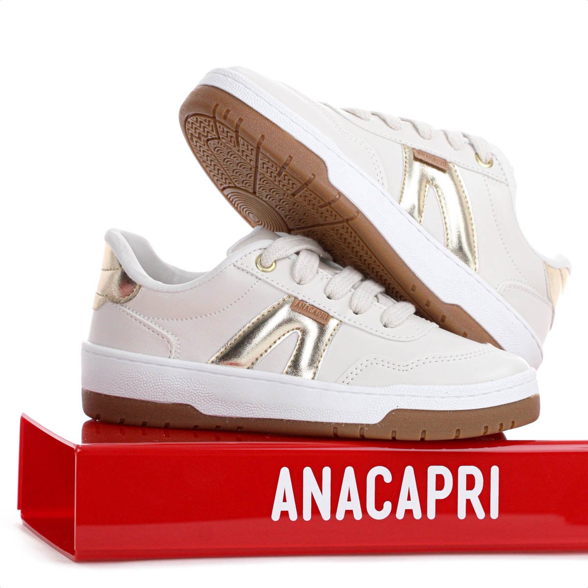 Tenis Anacapri AC1119 Virginia Fonseca Bege e Dourado - Infantil Bege 8