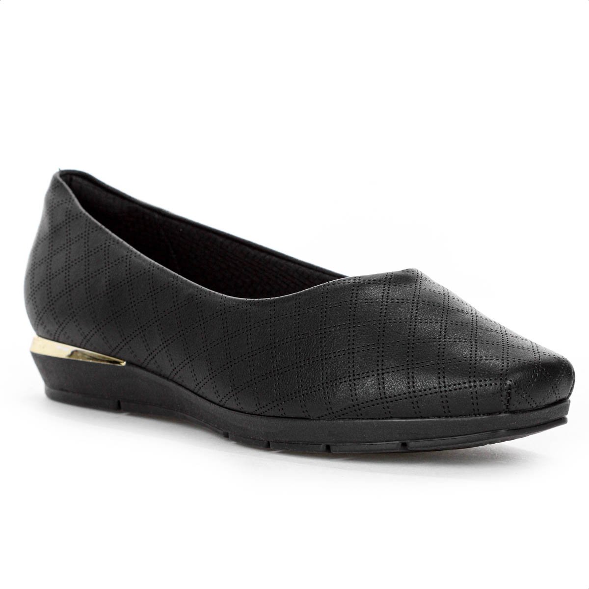 Sapatilha Piccadilly Maxi Salto Baixo Fernanda Preto - Feminino