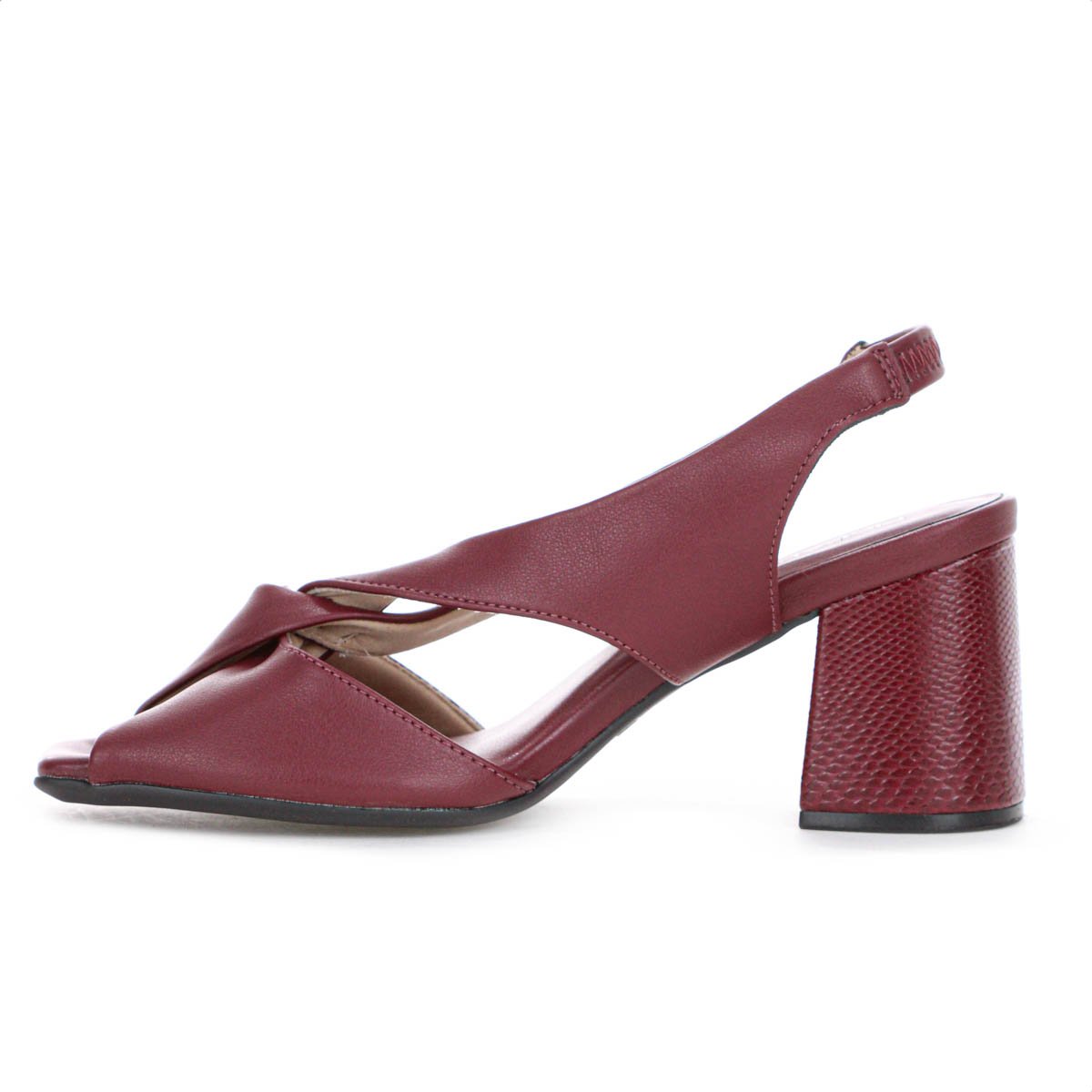 Sandalia Piccadilly Salto Medio Flavia Vinho - Feminino Vermelho 3